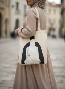 Шоппер с ручной этнической росписью в виде свадебной пары